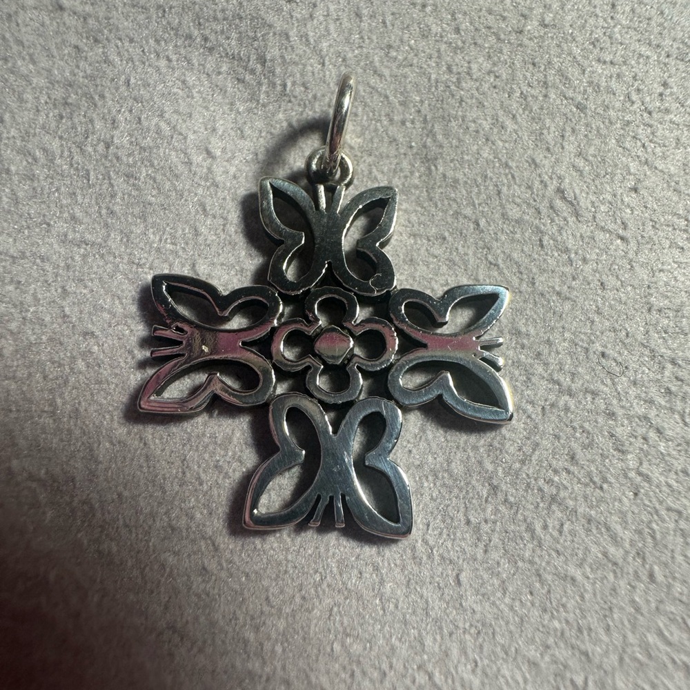 Retired butterflies and flower pendant / charm